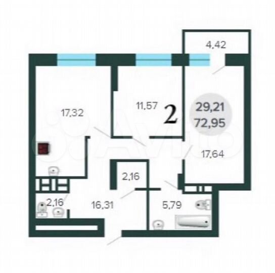 3-к. квартира, 73 м², 19/25 эт.