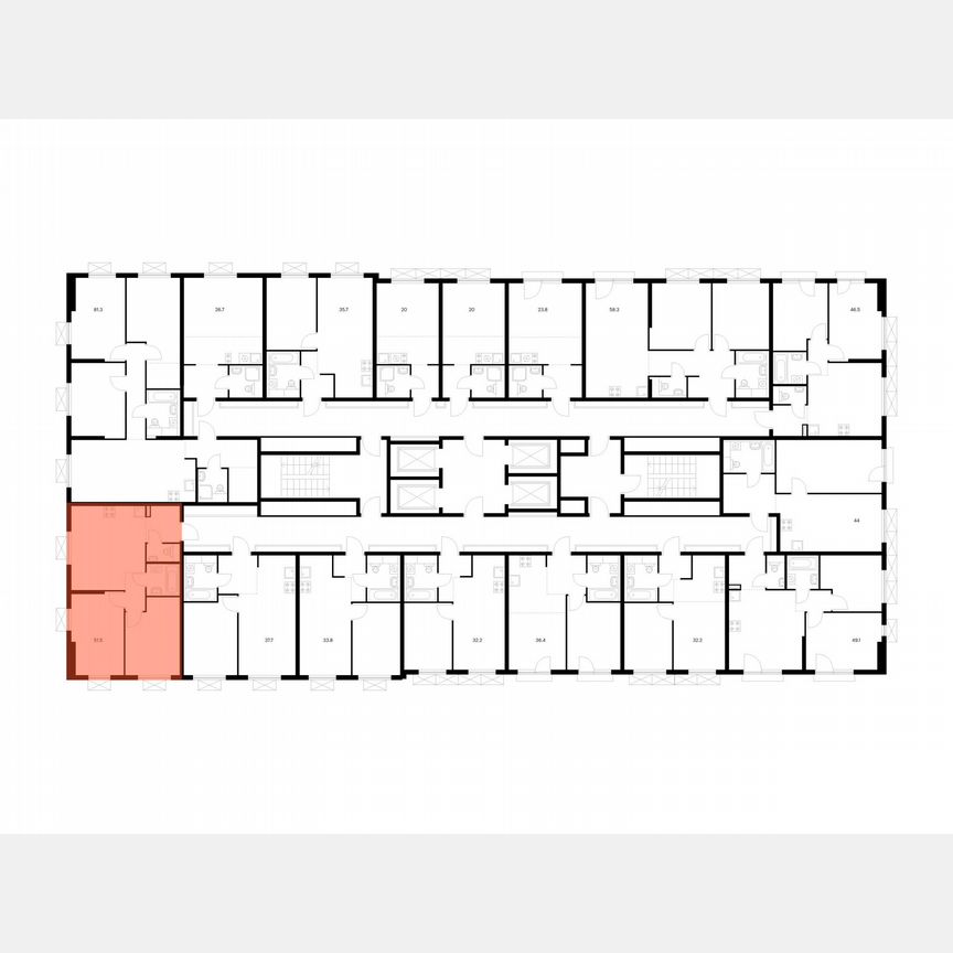 2-к. квартира, 51,5 м², 3/24 эт.