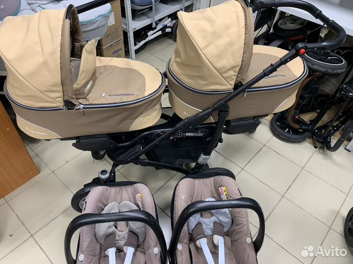 Коляска для двойни + maxi-cosi