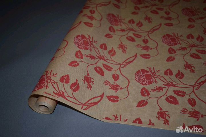 Крафт бумага розы красные