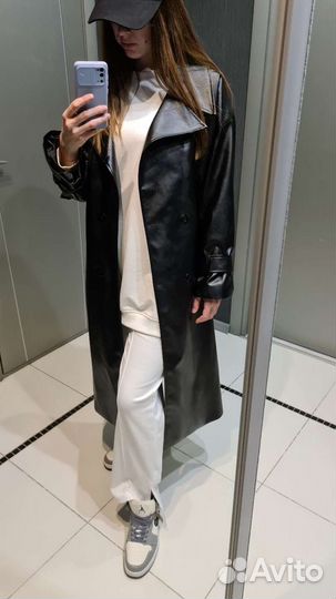 NEW кожаный плащ эко-кожа