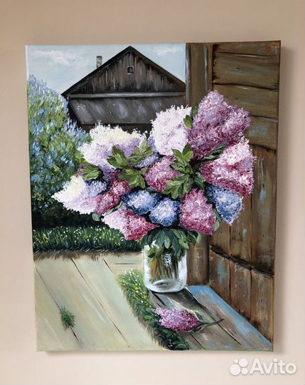 Картина маслом «Весна в деревне»