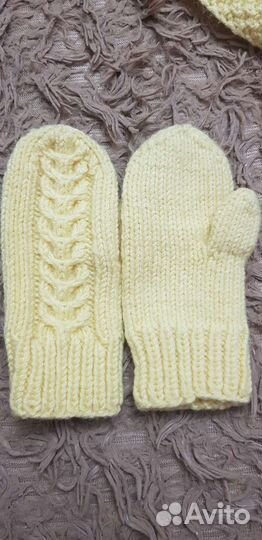 Комплект шапка 2шт, шарф, варежки