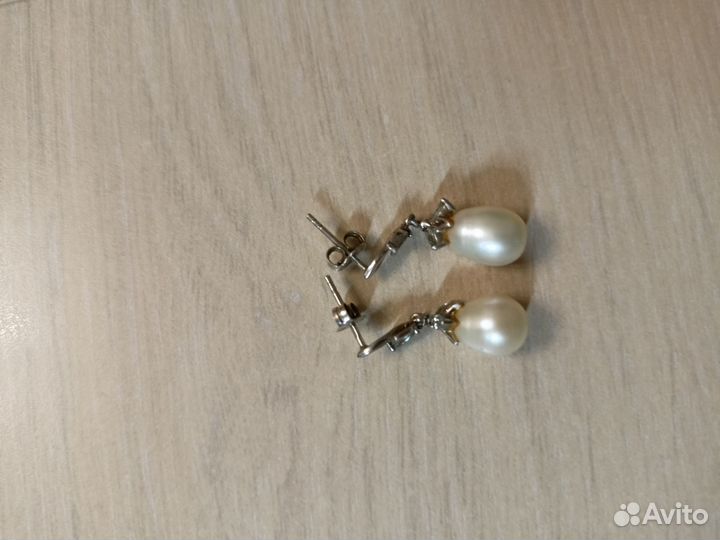 Серьги серебряные с жемчугом