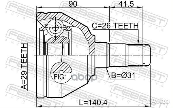 Шрус внутренний левый 29X31X26 2711XC90wdlh Febest