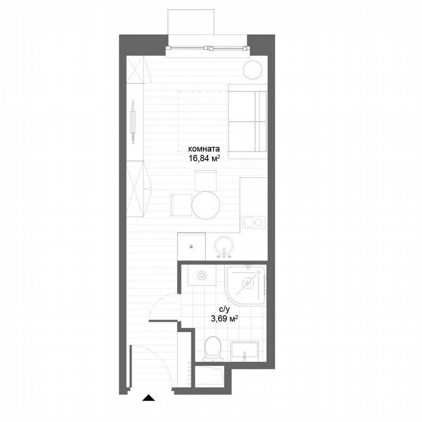 Апартаменты-студия, 20,5 м², 18/21 эт.