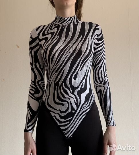 Боди женское в полоску зебра 44-46