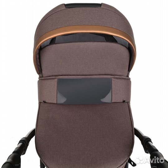 Коляска 3 в1 nanni короб + прогулка Кофе+Кожа Брон