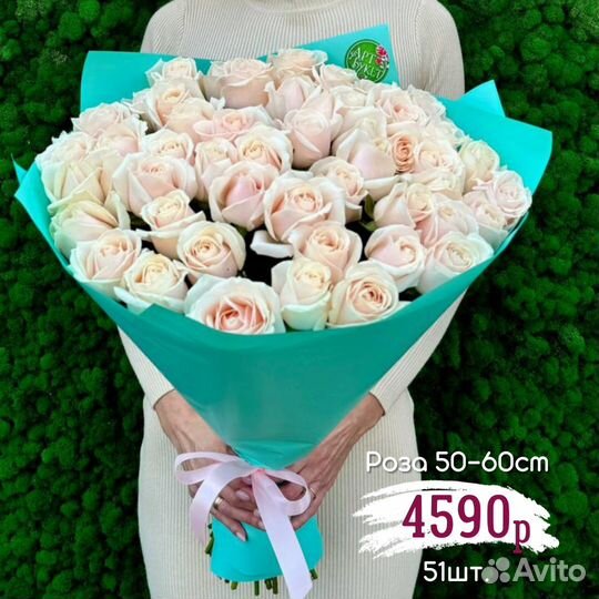 51 роза 50-60см с доставкой по Саратову, Энгельсу