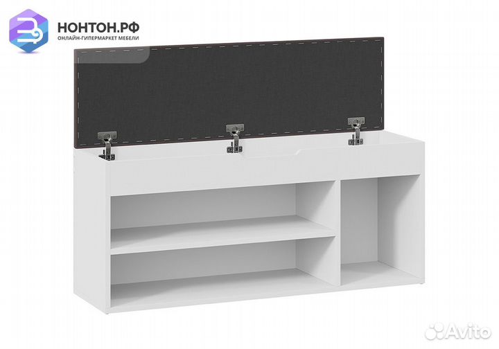 Тумба для обуви Тип 12 белый ясень / велюр серый