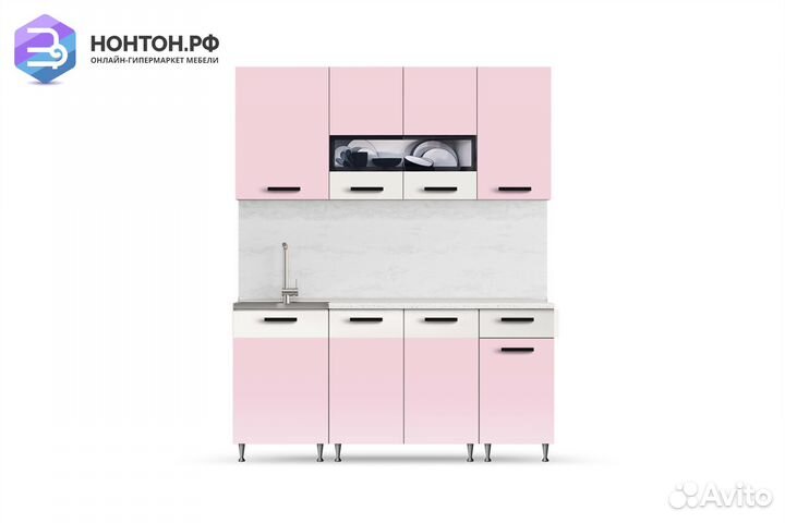 Кухня Рио 1.7 м розовый / бежевый