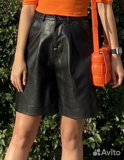 Кожаные шорты бермуды эко кожа