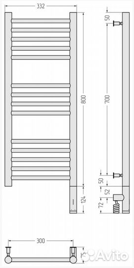 Сунержа Богема 3.0 прямая 800х300 мэм правый Матов