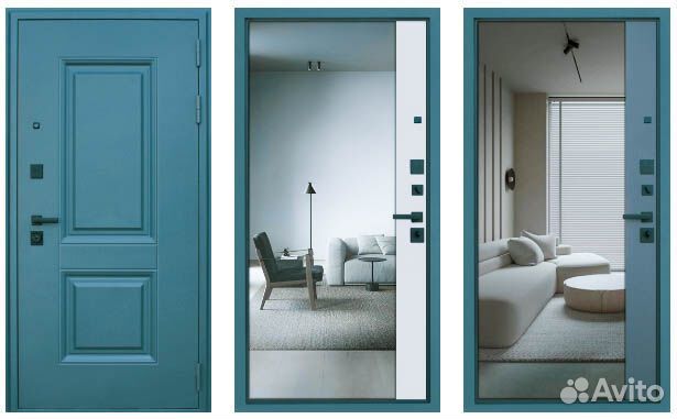 Дверь с зеркалом Ювентус из стали