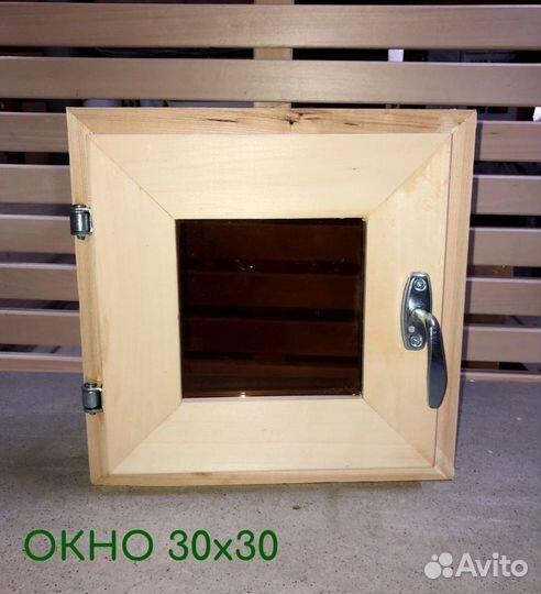 Окно для бани из липы, стеклопакет тонированный