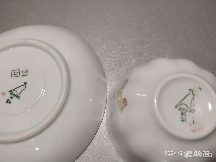 Фарфоровая чашка с блюдцем СССР