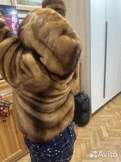 Полушубок норка с капюшоном 42-44