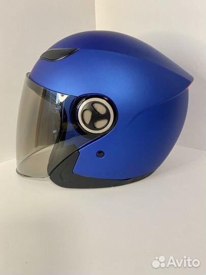 Мотошлем новый открытого типа синий матовый