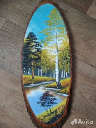 Набор картин-панно на срезе дерева 3 шт