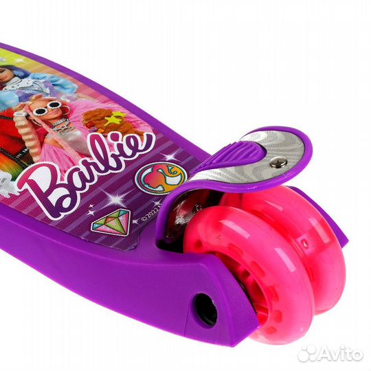 Самокат 3кол. барби упр. накл., кол. pu 120 и 2х80