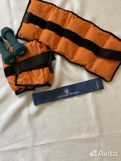 Утяжелители 2 кг, гантели 1кг, спортивная резинка