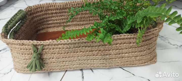 Поднос.Прямоугольная корзина. Корзина из джута