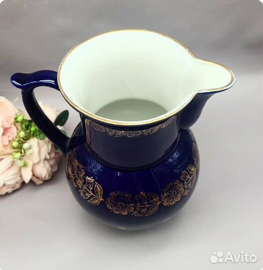 Кувшин с цветочным орнаментом, фарфор, кобальт