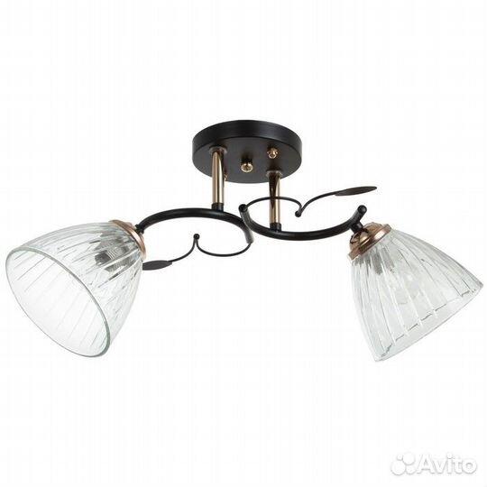 Люстра 'Кира' 2х60Вт Е27 черный/золото 45х16х24см