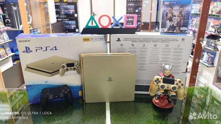 PS4 Slim Limited editi Gold(500GB) 2 Геймпада/Игры