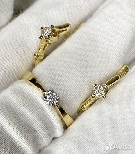 Золотое кольцо и серьги с бриллиантами 750 проба