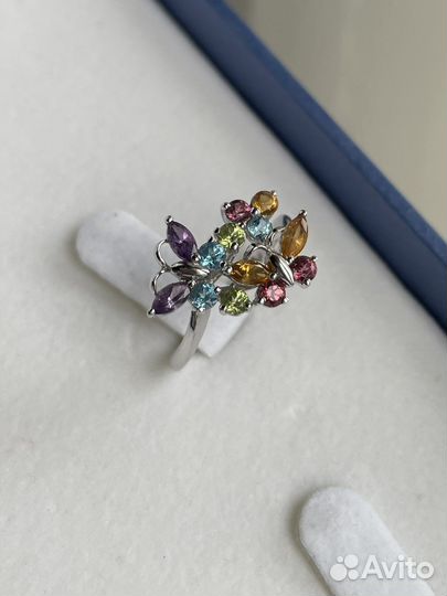 Комплект серьги кольцо Gemtique белое золото