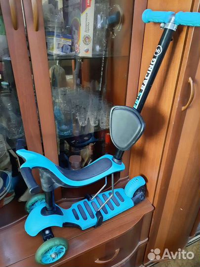 Самокат детский трехколесный с сиденьем