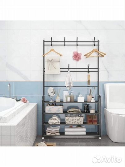 Вешалка напольная с полками