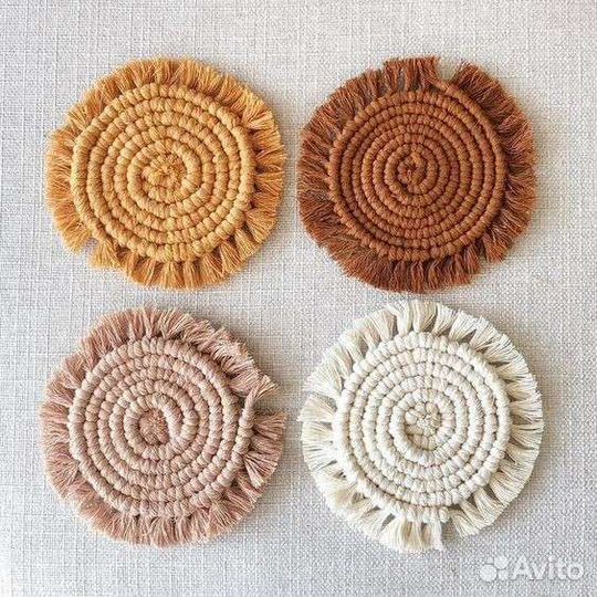 Макраме подсвечник, подстаканник d 10см