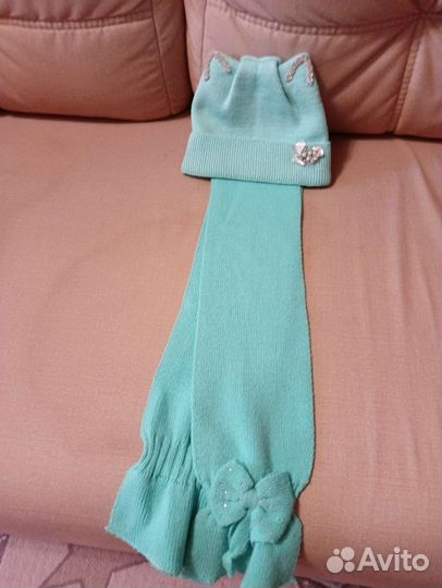 Комплект шапка и шарф для девочки осенний