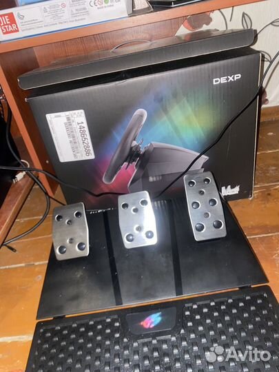 Игровой руль 900 градусов 3 педали и кпп