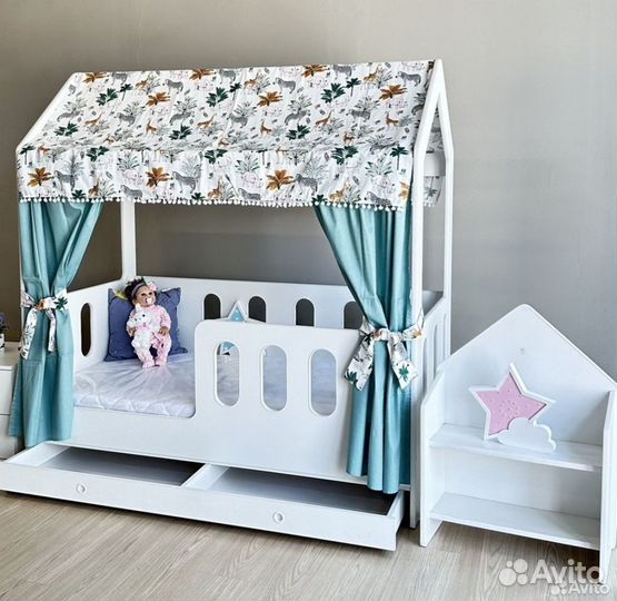 Балдахин и шторки на кровать домик