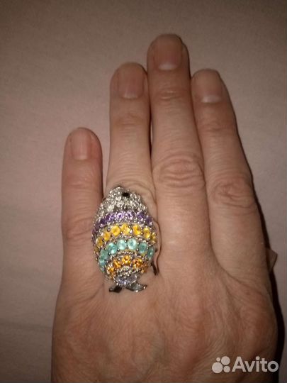 Кольцо рыбка р.17.5 серебро Турция 18.4 гр