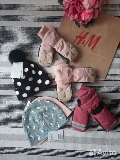 Новые hm варежки краги шапка комбинезон флисовый