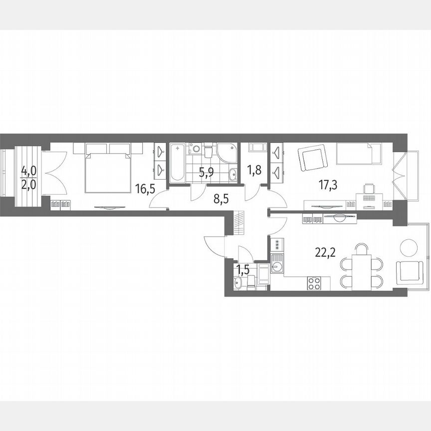 2-к. квартира, 75,7 м², 10/13 эт.