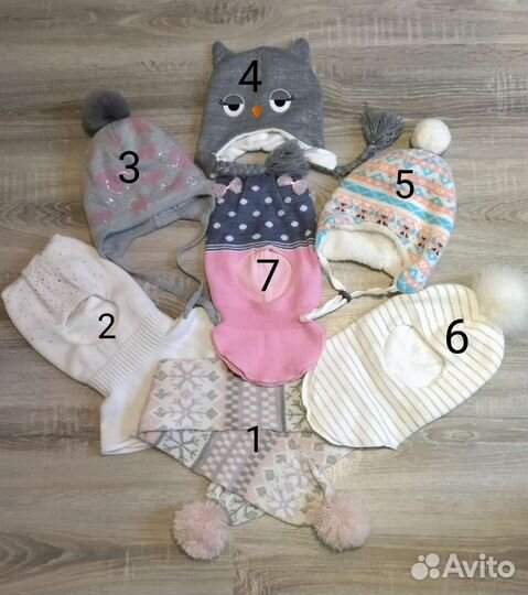 Шапочки на девочку 3-6 лет