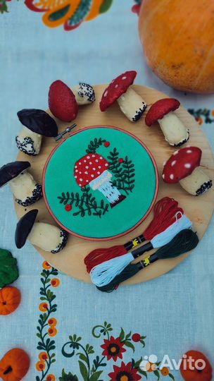 Вышивка на пяльца панно Мухомор гриб