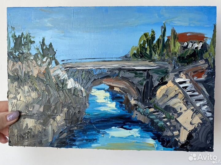 Картина маслом на картоне Итальянский мост