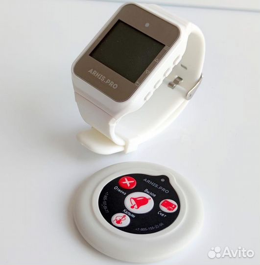 Комплекты вызова персонала: кнопка вызова и часы