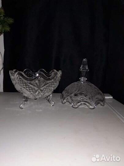 Конфетница хрустальная ваза с крышкой времен СССР