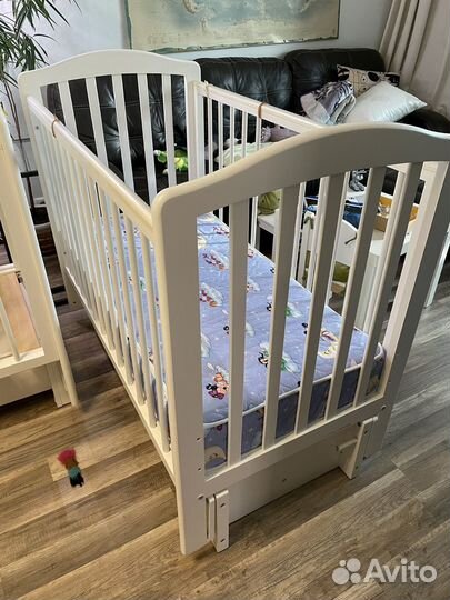 Кроватка+матрас детская Piccolo Пикколо 3 белая