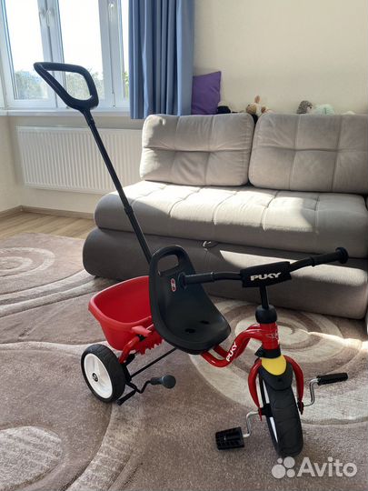 Детский трехколесный велосипед Puky Ceety с ручкой