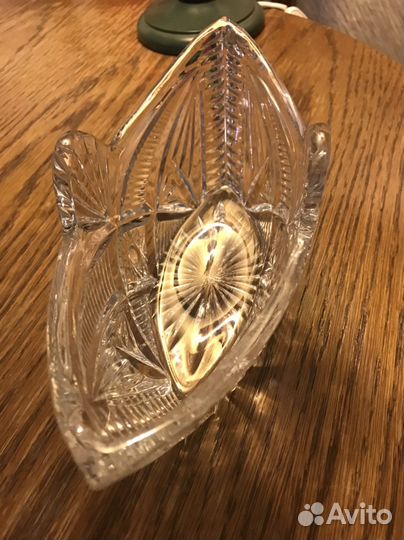 Хрустальная ваза ладья