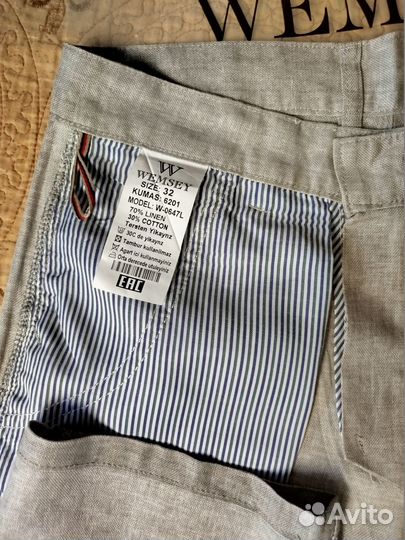 Брюки мужские серые льняные