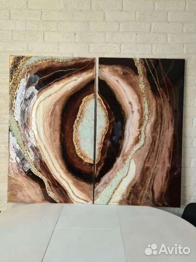 Модульное панно триптих Срез камня